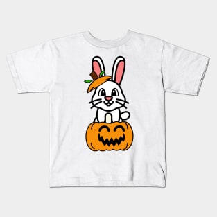 Funny Bunny is in a pumpkin Kids T-Shirt